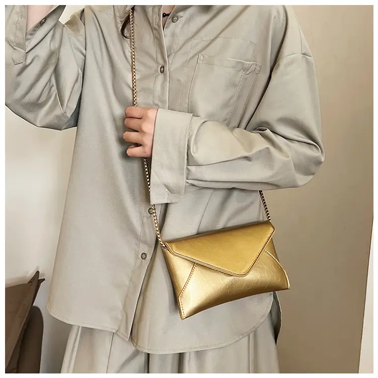 Golden Chain Textured Shoulder Bag for Women — feature 10