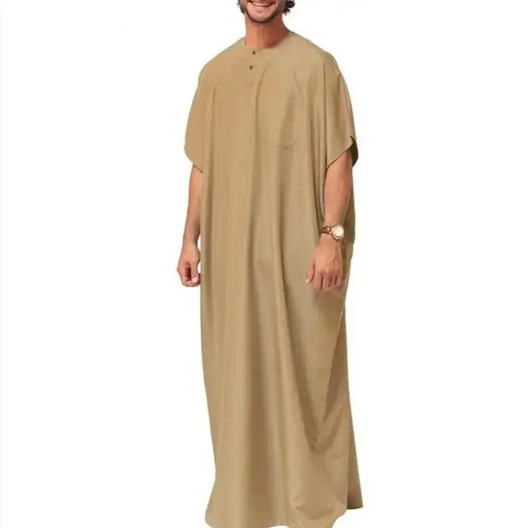 2025 New Muslim Middle Eastern Robe for Men Navy Blue - Image 4