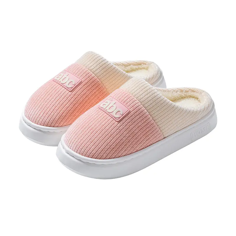 Double-Layer Embroidered Cotton Slippers for Autumn and Winter, Men's Home Dormitory Use, Warm Thick-Soled Fleece-Lined Couple's Maternity Slippers, Women's Slippers - Image 10