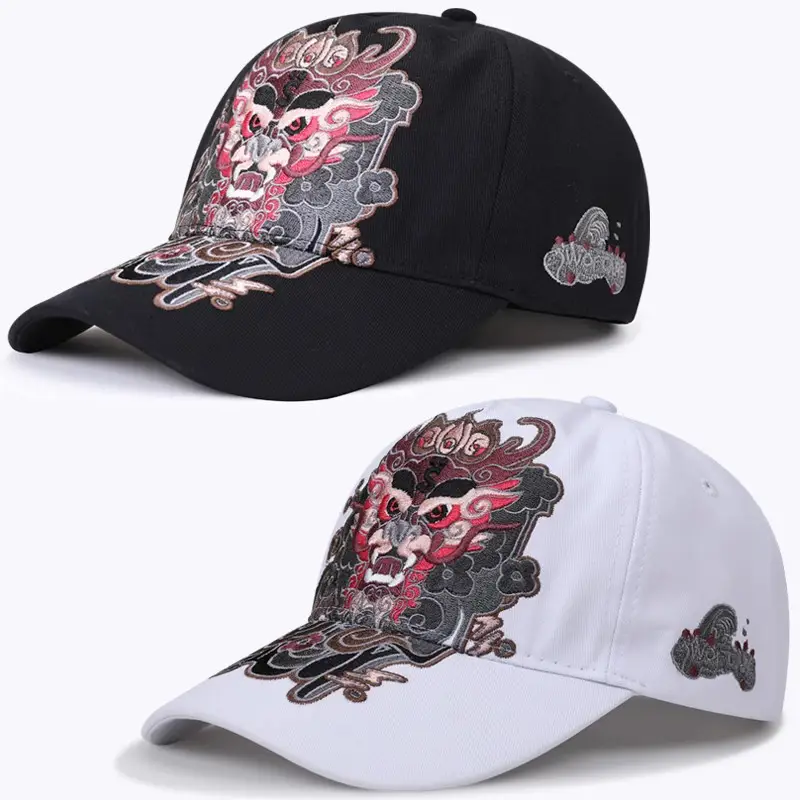 Korean Embroidered Duckbill Cap Unisex Black White - Image 5