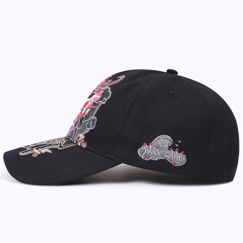 Korean Embroidered Duckbill Cap Unisex Black White - Image 6