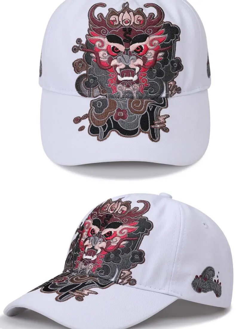 Korean Embroidered Duckbill Cap Unisex Black White — feature 7
