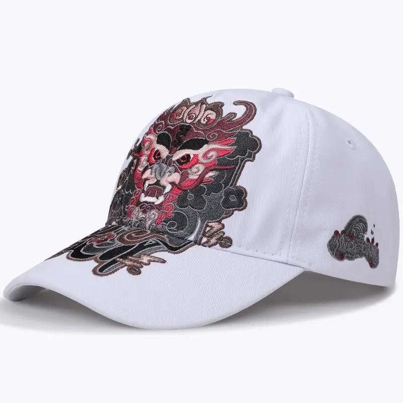 Korean Embroidered Duckbill Cap Unisex Black White - Image 2