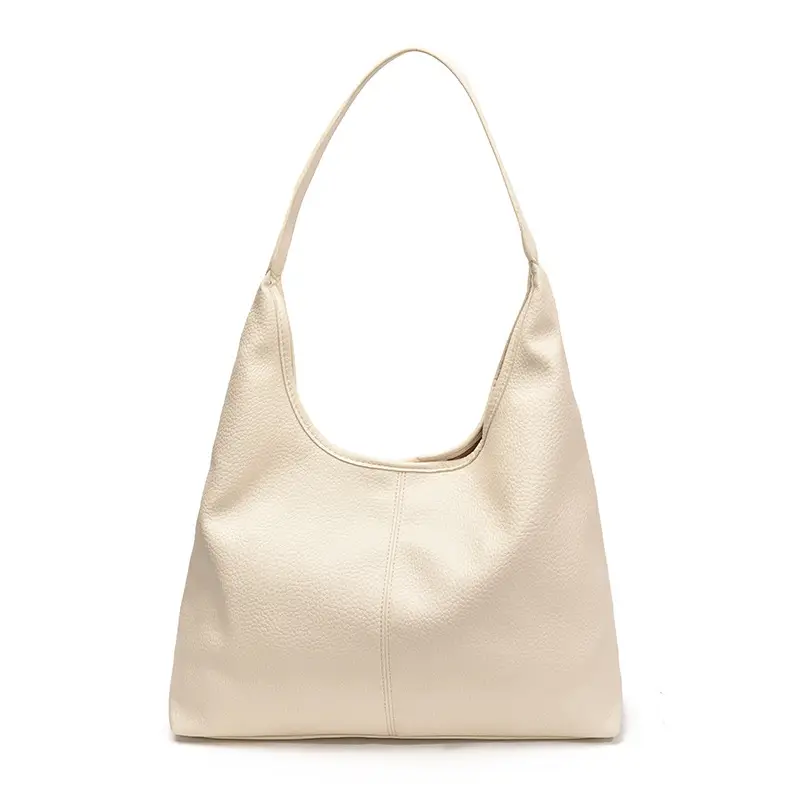 Korean Style Cream Tote Bag Large Capacity Leather