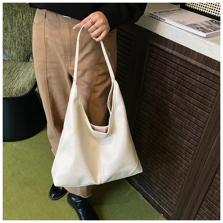 Korean Style Cream Tote Bag Large Capacity Leather — feature 11
