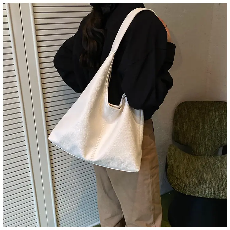 Korean Style Cream Tote Bag Large Capacity Leather — feature 13