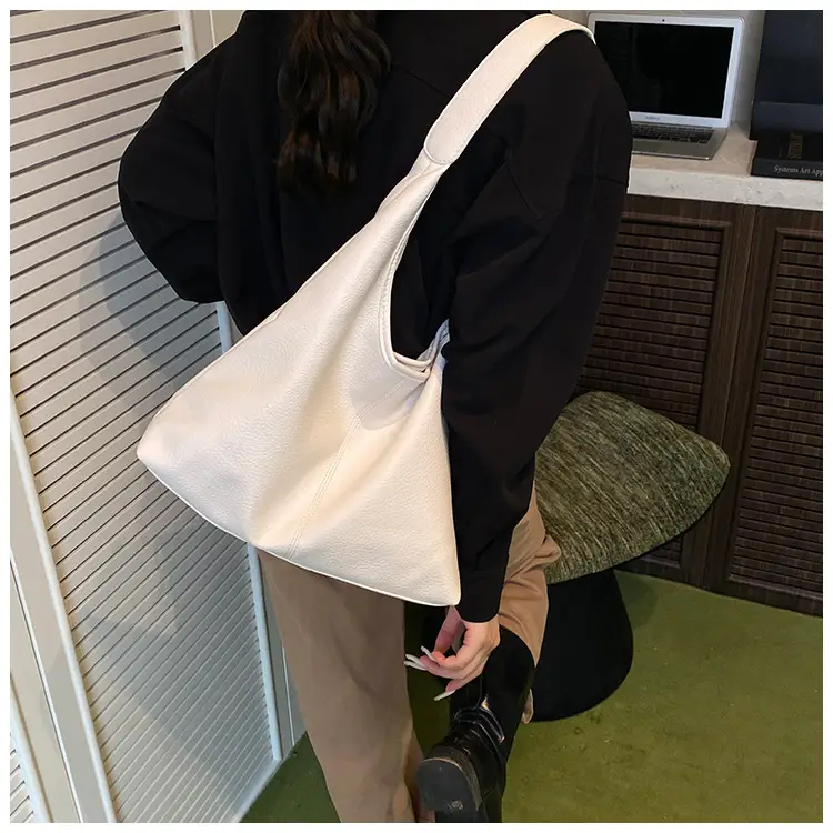 Korean Style Cream Tote Bag Large Capacity Leather — feature 14