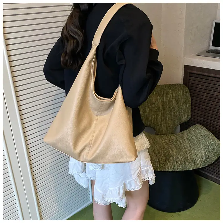 Korean Style Cream Tote Bag Large Capacity Leather — feature 18