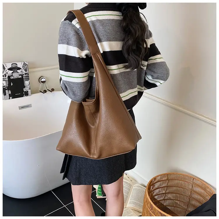Korean Style Cream Tote Bag Large Capacity Leather — feature 19