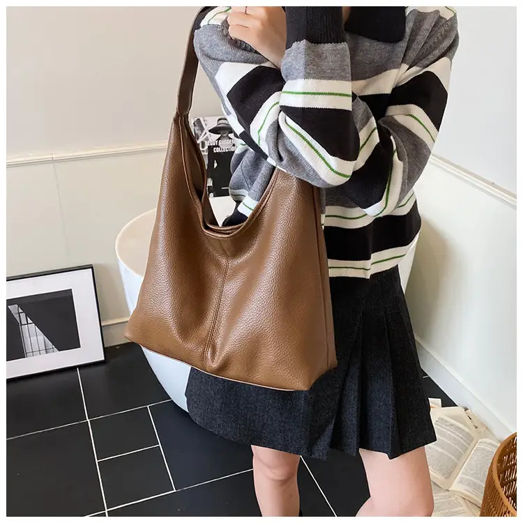 Korean Style Cream Tote Bag Large Capacity Leather — feature 20