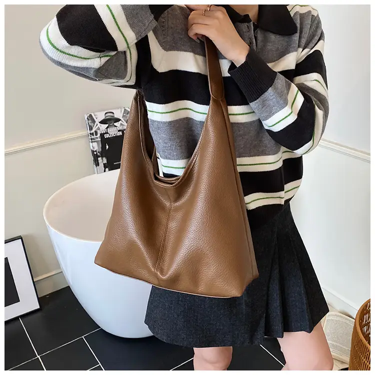 Korean Style Cream Tote Bag Large Capacity Leather — feature 21