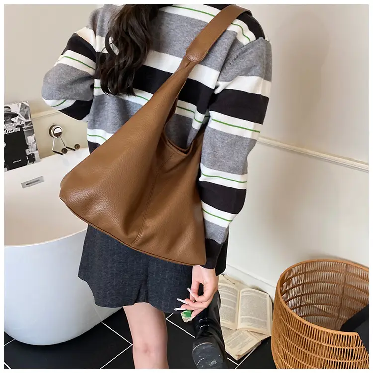 Korean Style Cream Tote Bag Large Capacity Leather — feature 22