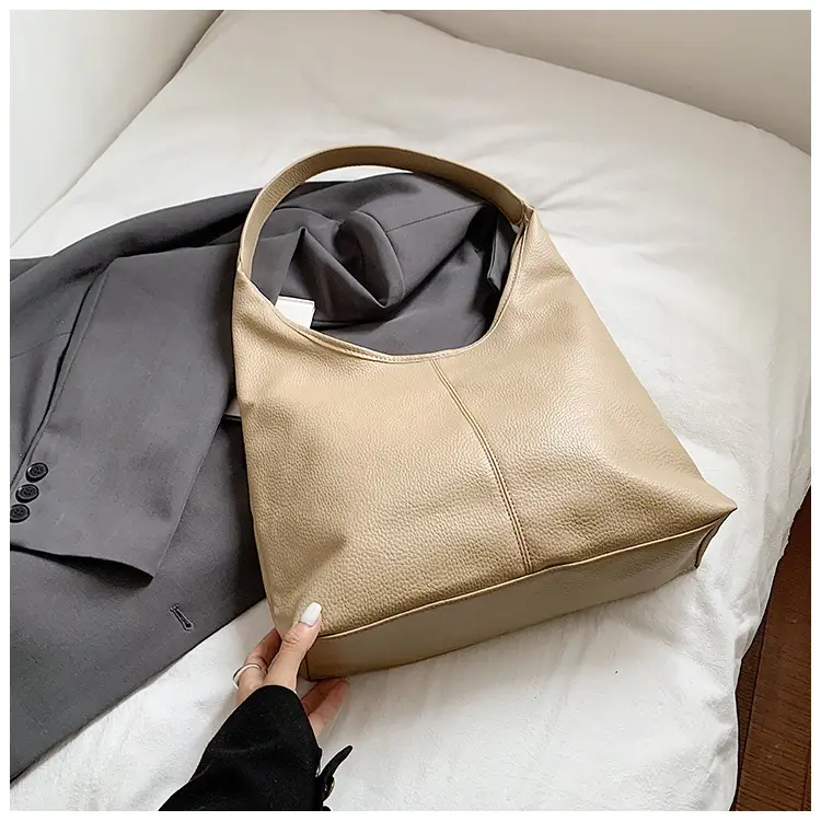 Korean Style Cream Tote Bag Large Capacity Leather — feature 9