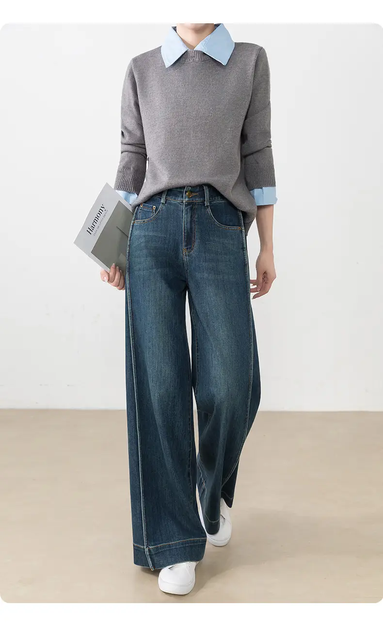 Retro Dark Blue Wide Leg Jeans Women 2025 — feature 15