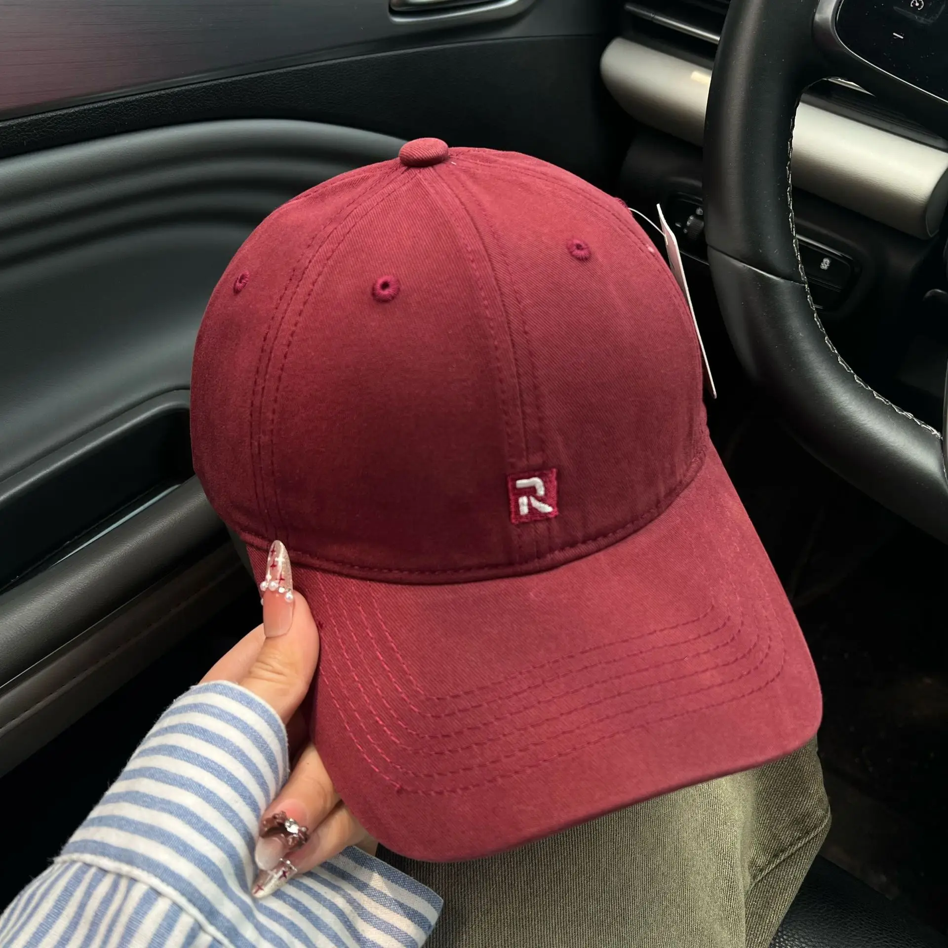 Pink Japanese Style Baseball Cap for Women with Wide Brim - Image 9