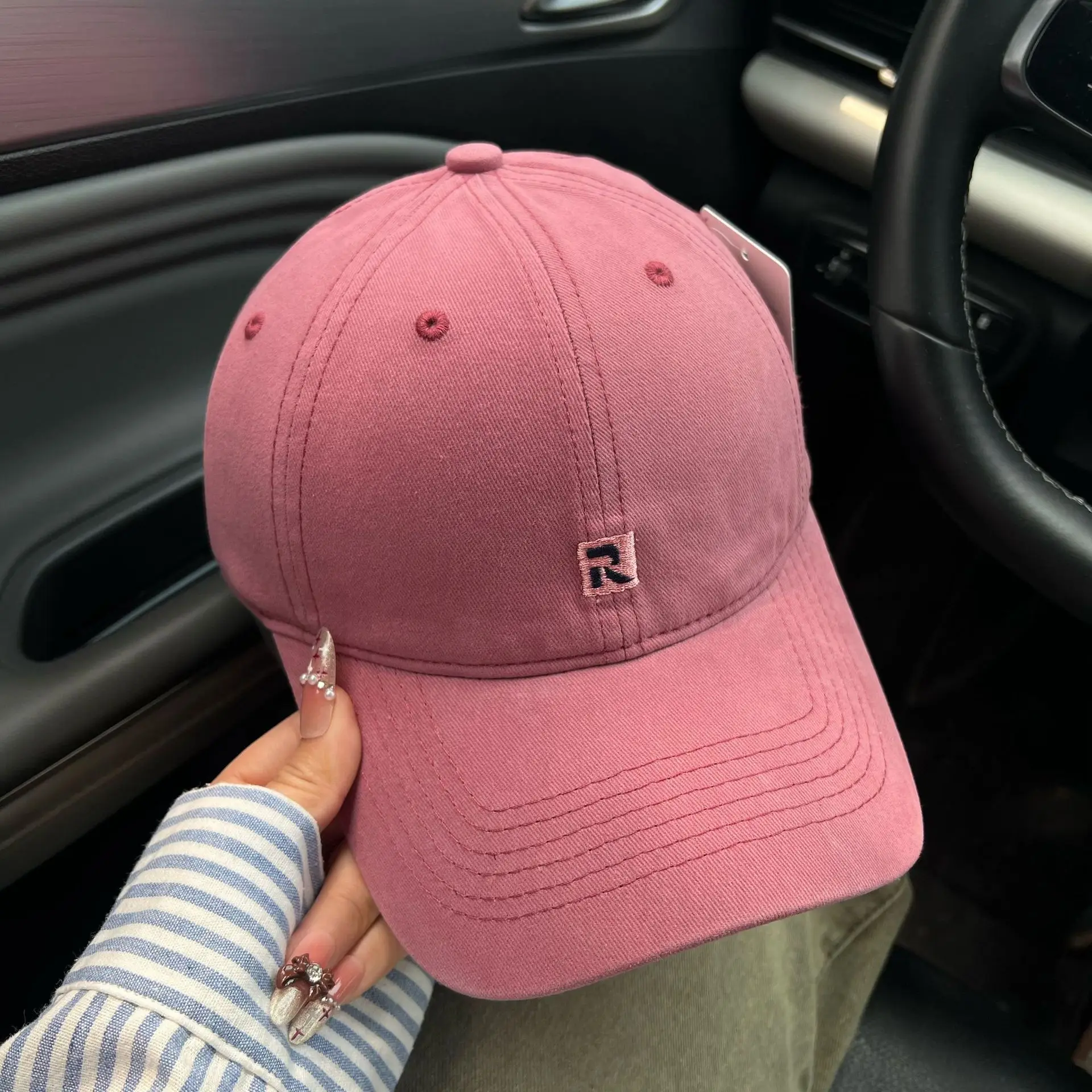 Pink Japanese Style Baseball Cap for Women with Wide Brim - Image 11