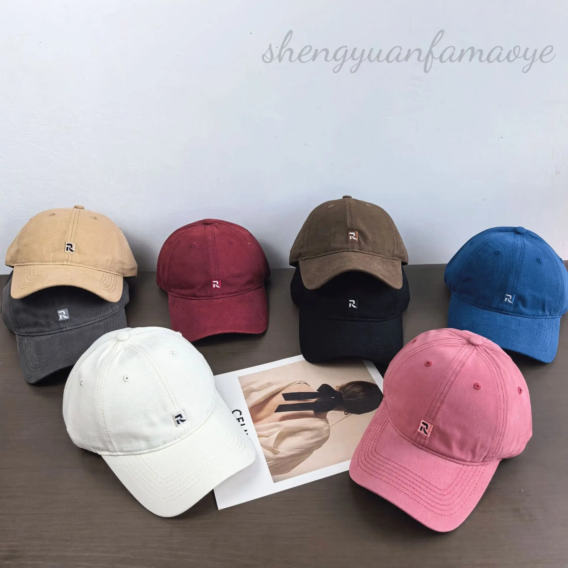 Pink Japanese Style Baseball Cap for Women with Wide Brim — feature 14