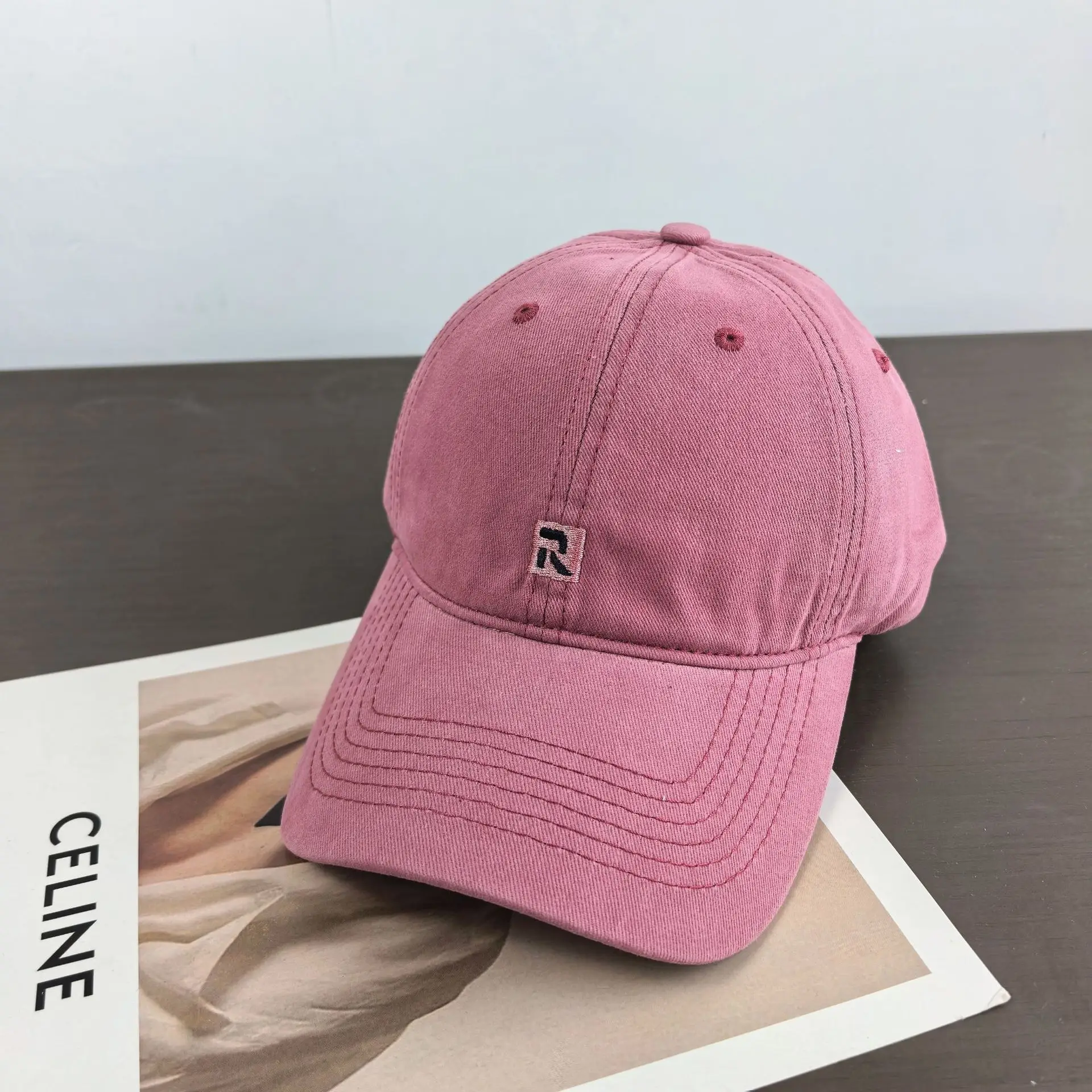 Pink Japanese Style Baseball Cap for Women with Wide Brim — feature 17