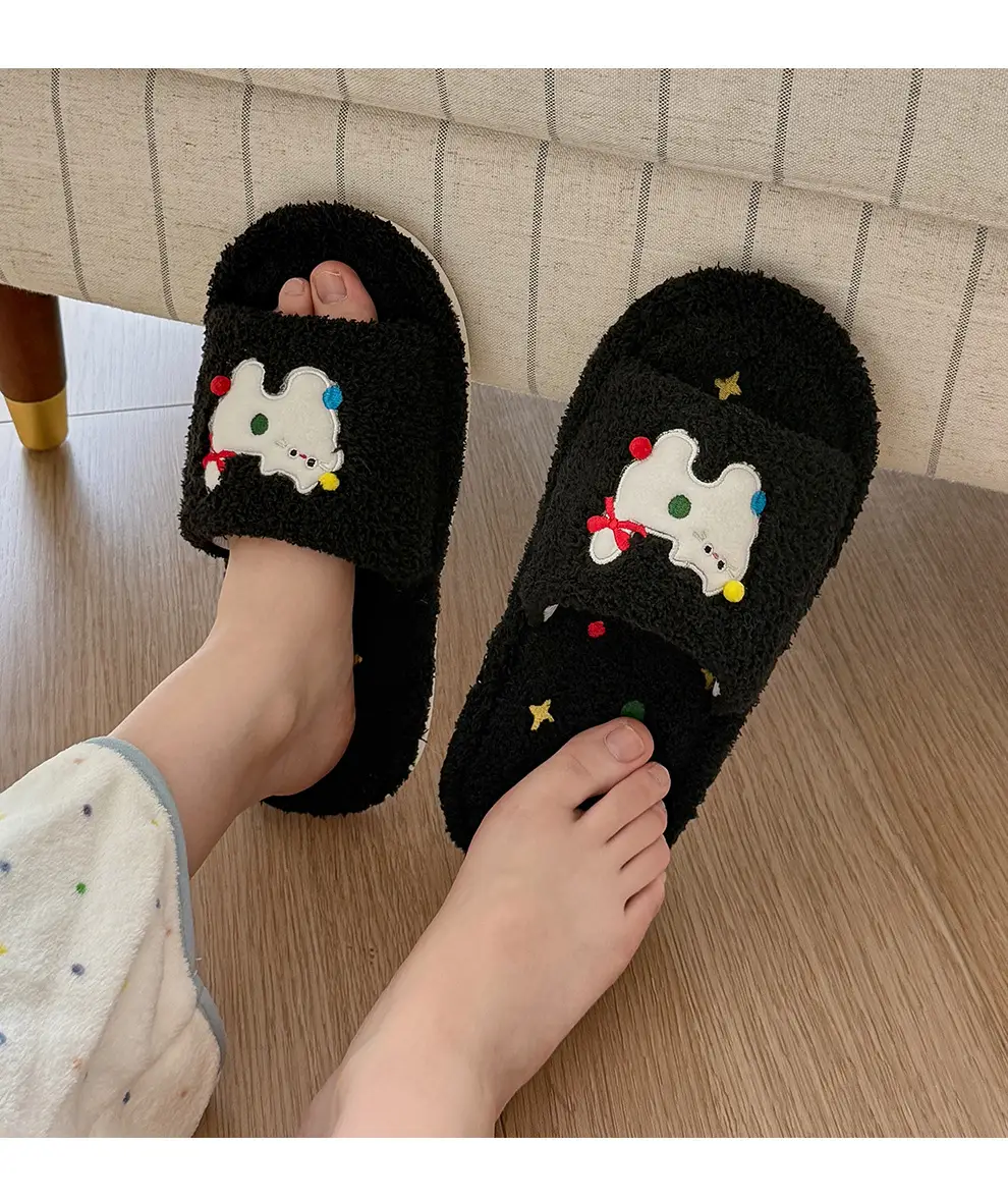 Cute Kitten Embroidered Cotton Slippers Women Winter Warm Indoor — feature 13