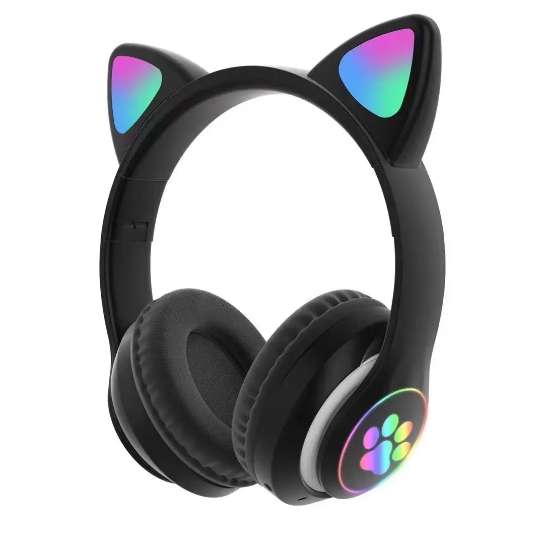 Cat Ear Wireless Bluetooth Headset Pink White - Image 2