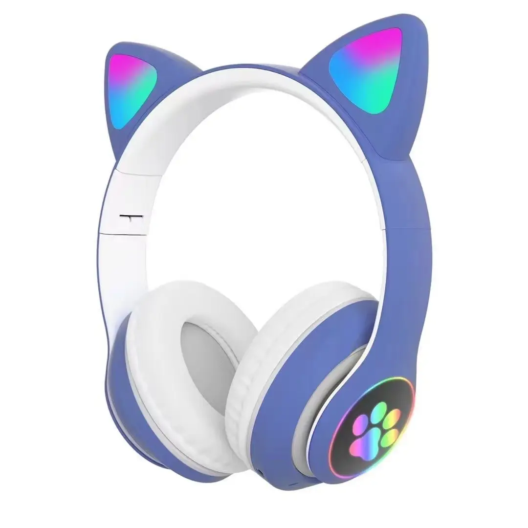 Cat Ear Wireless Bluetooth Headset Pink White - Image 4