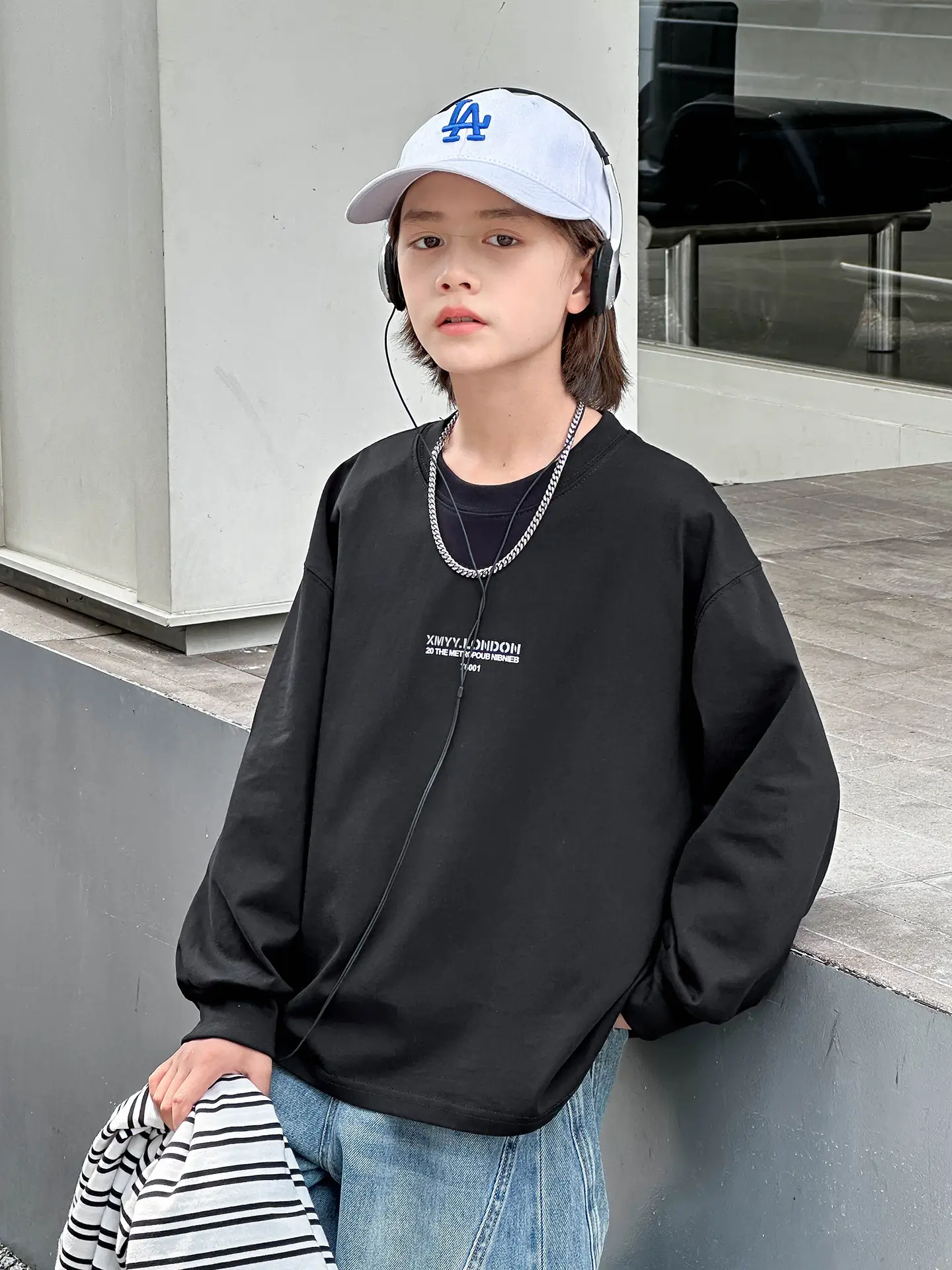 Panda Yuan Yuan 2025 Boys Black Loose Fit T-Shirt - Image 3