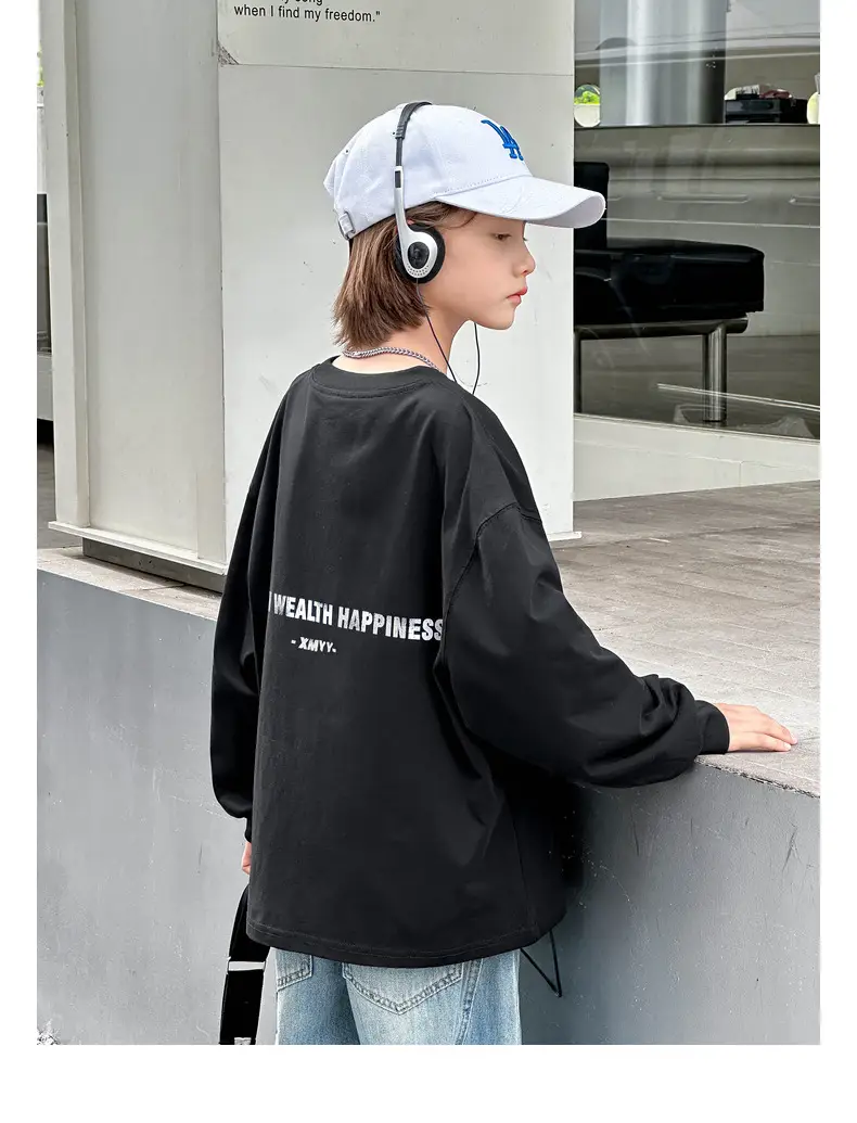 Panda Yuan Yuan 2025 Boys Black Loose Fit T-Shirt — feature 30