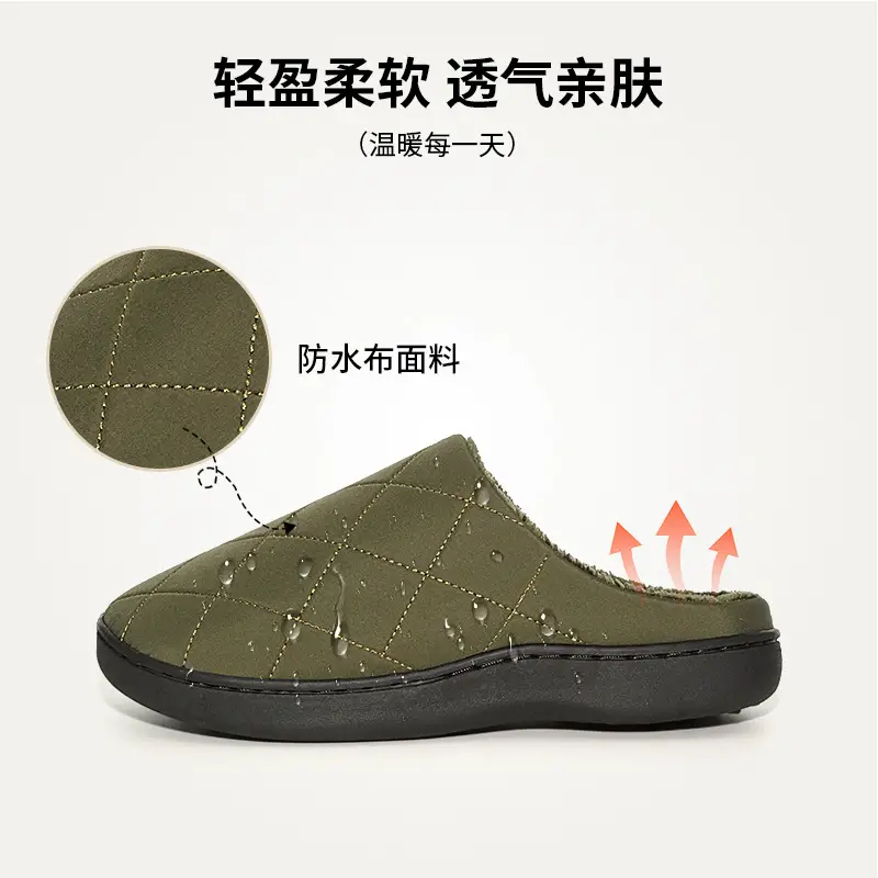 Autumn and Winter Home Plush Cotton Slippers for Men and Women, Indoor Fleece-Lined, Warm, High-End, Waterproof, Non-Slip, Closed-Back Couple's Cotton Slippers - Image 6