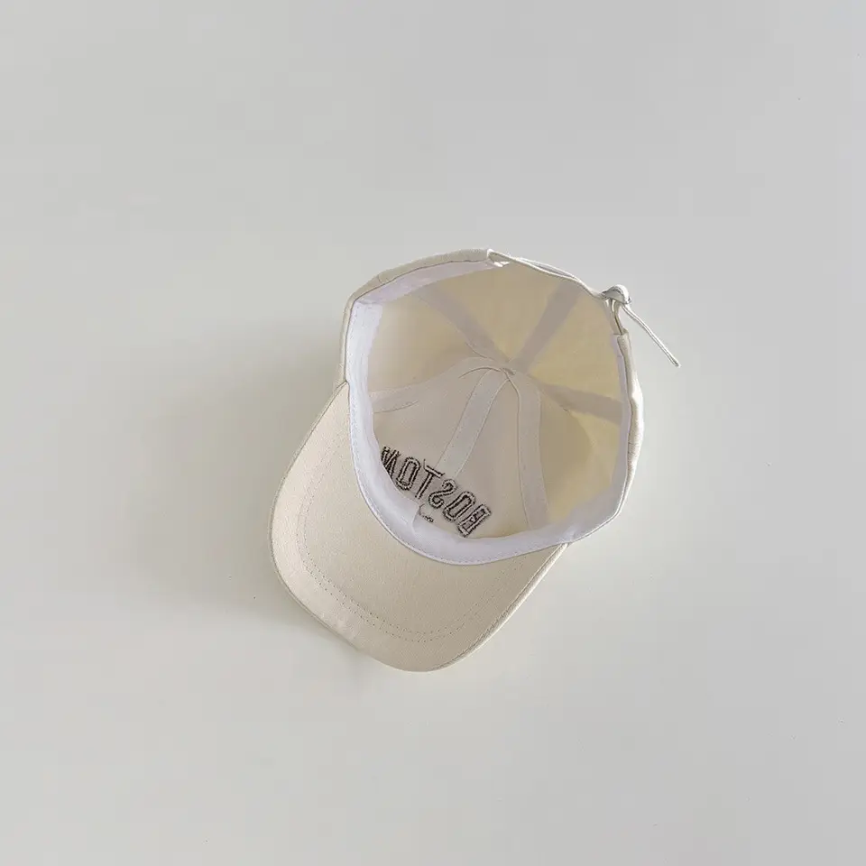 Boston Letter Embroidered Baseball Cap White