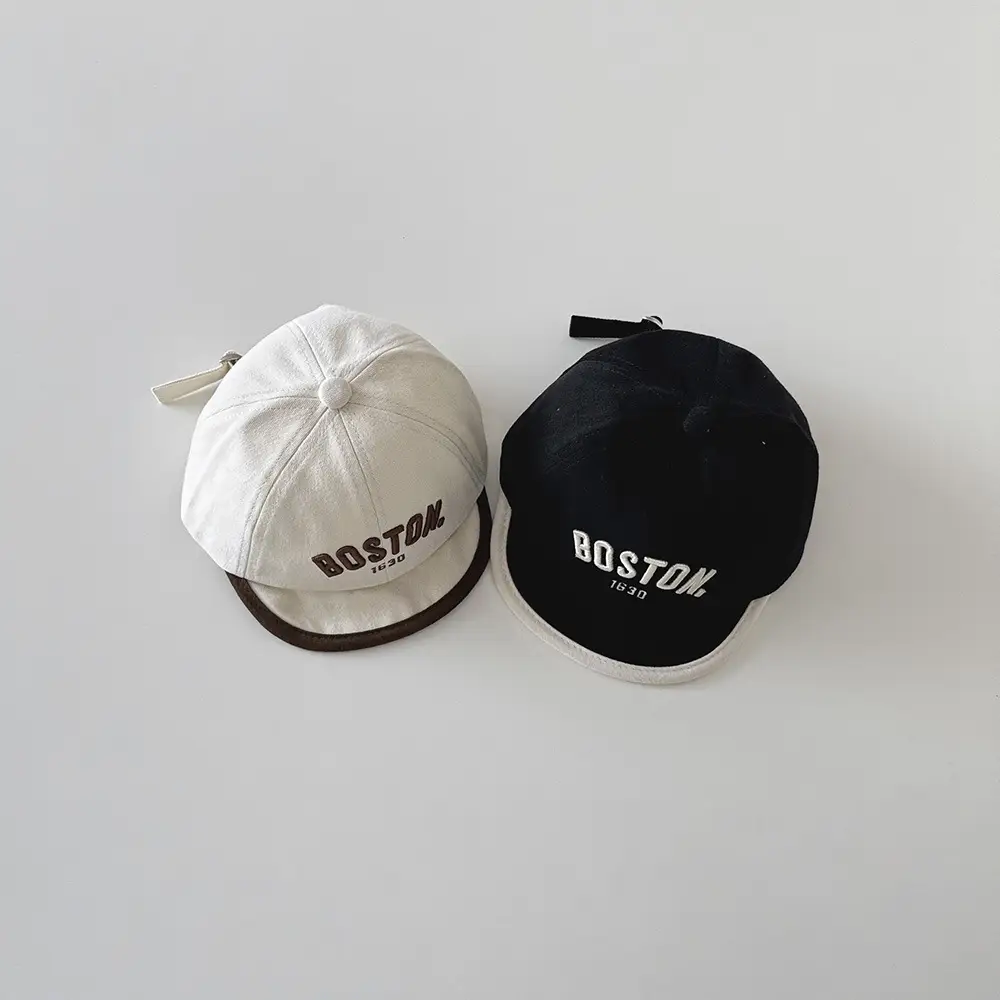 Boston Embroidered Baby Cap Brown New Style - Image 9