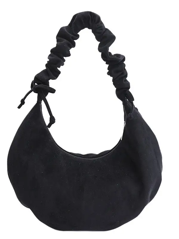 Yellow Pleated Shoulder Bag with Ruffled Handle - Image 10