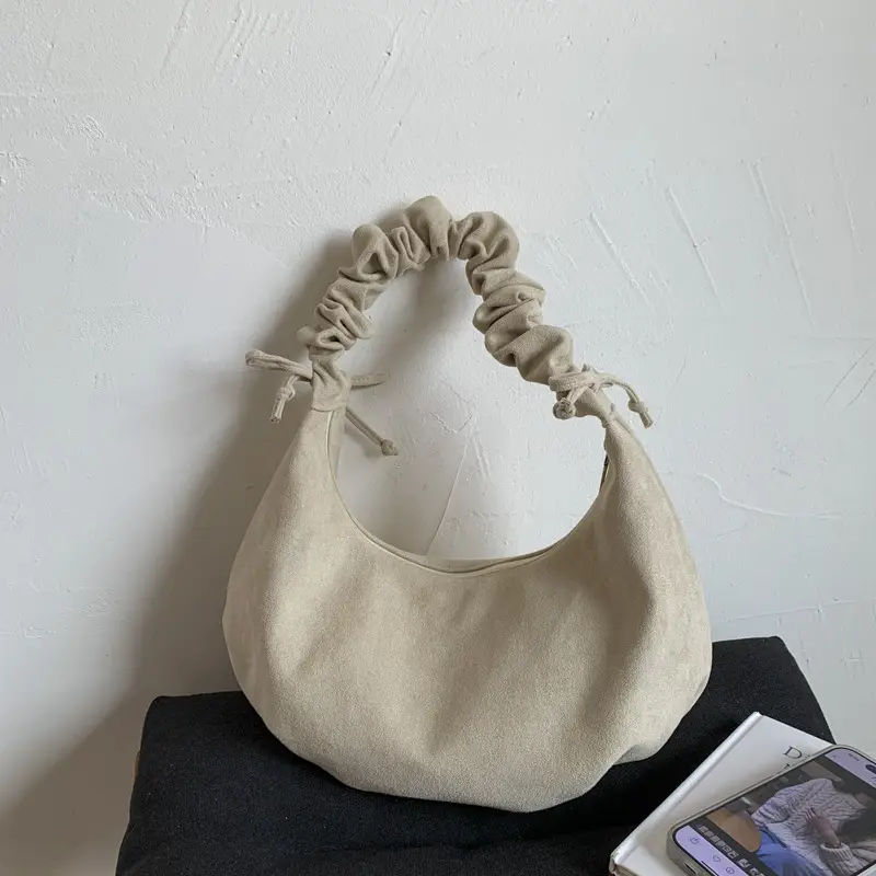 Yellow Pleated Shoulder Bag with Ruffled Handle — feature 15