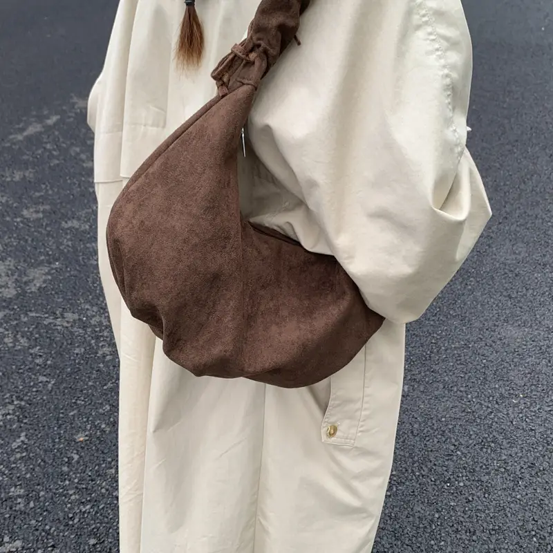 Yellow Pleated Shoulder Bag with Ruffled Handle — feature 21