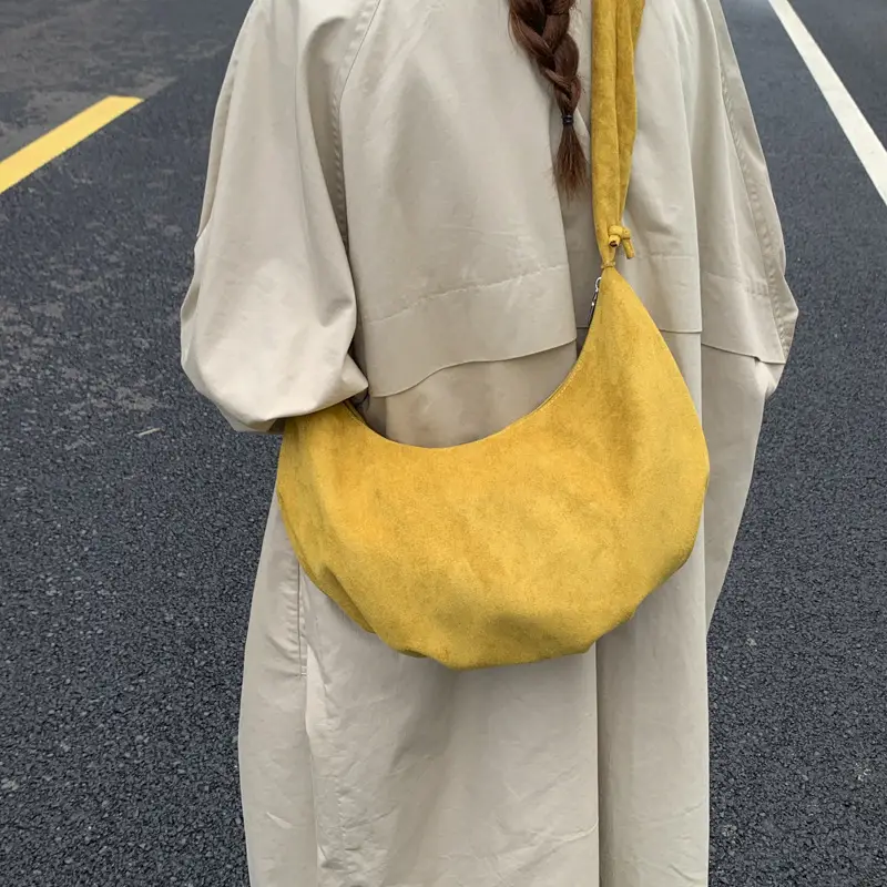 Yellow Pleated Shoulder Bag with Ruffled Handle — feature 25