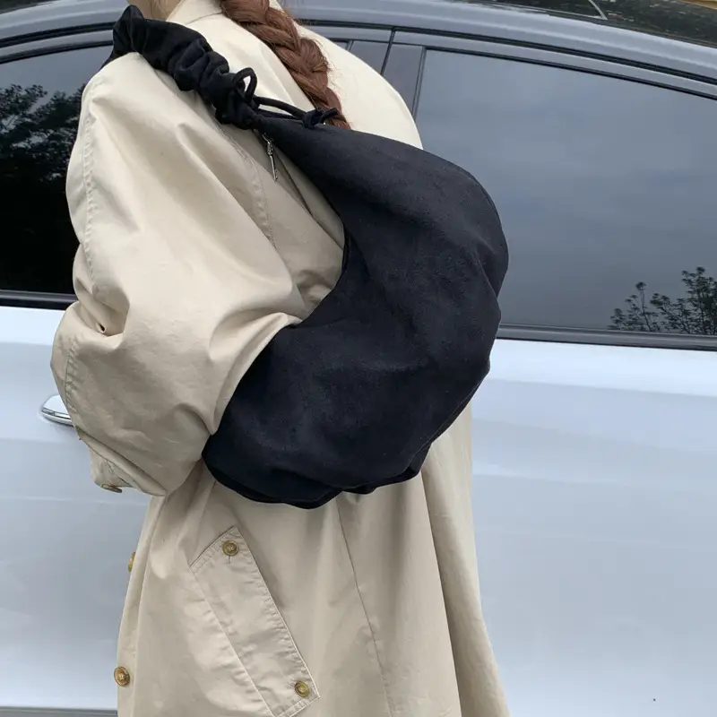 Yellow Pleated Shoulder Bag with Ruffled Handle — feature 28
