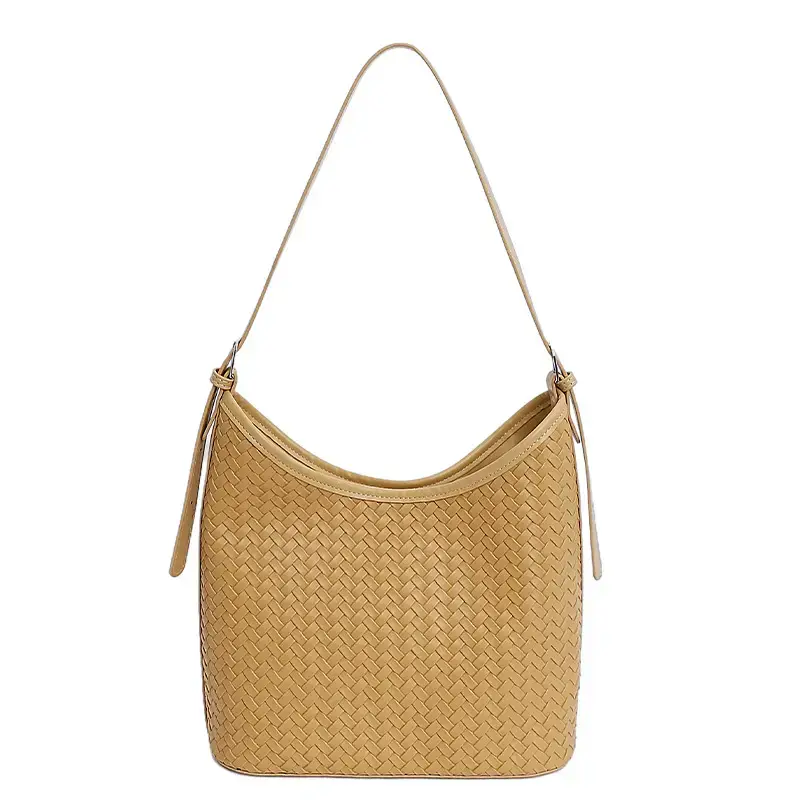 Women Woven Bucket Bag Large Capacity Satchel Shoulder Bag
