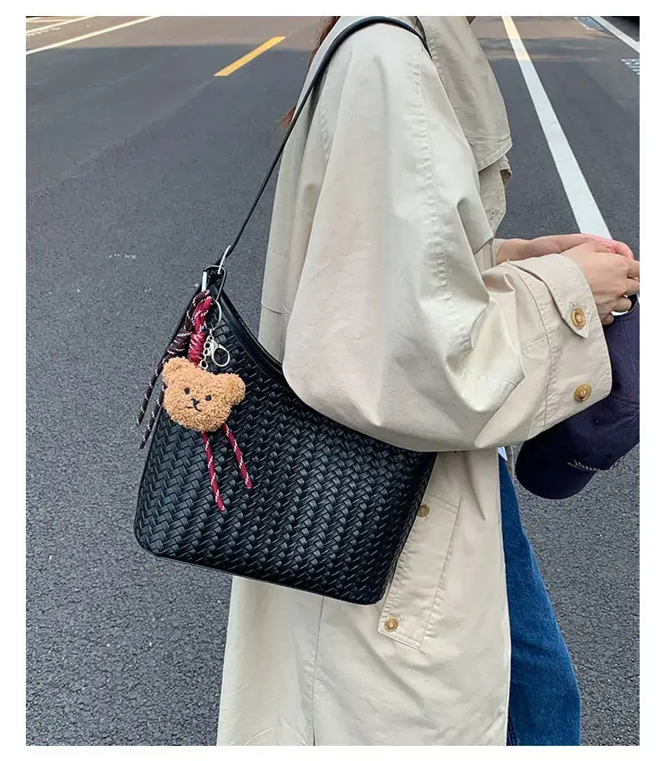 Women Woven Bucket Bag Large Capacity Satchel Shoulder Bag — feature 14