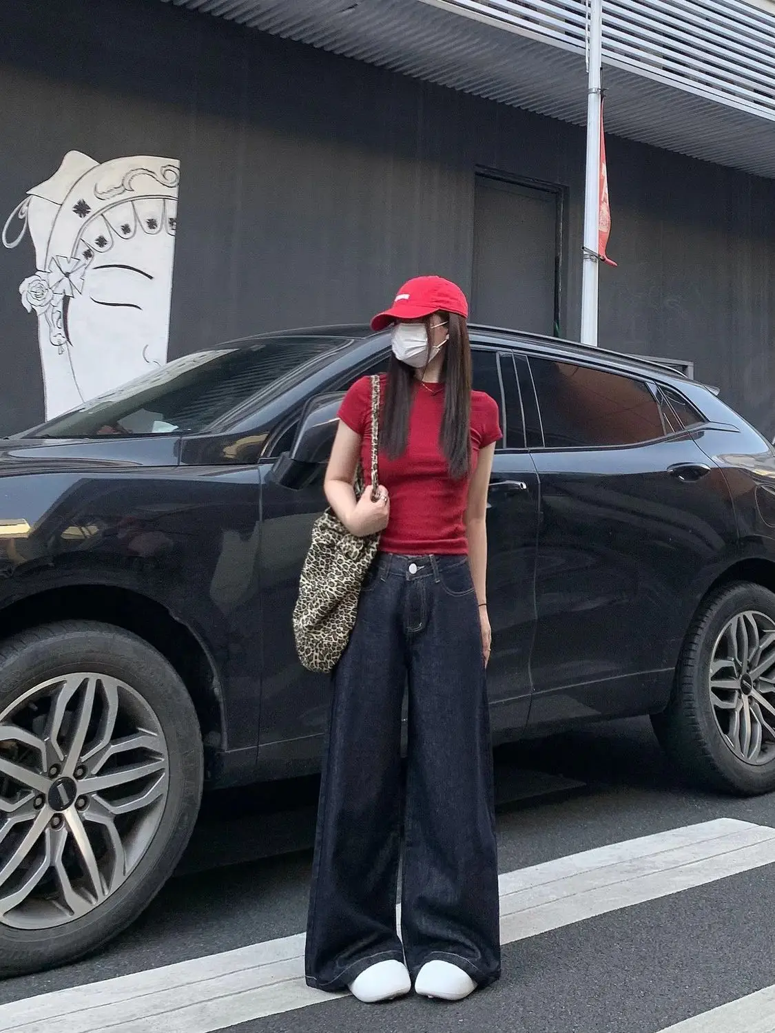 Dark Blue Wide Leg Pants with Hip Cover for Women — feature 2