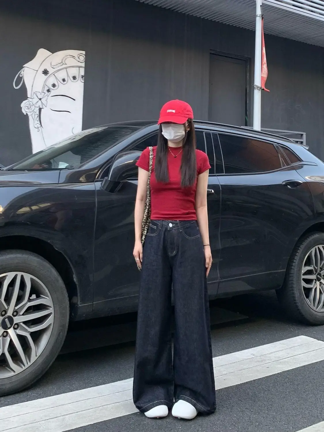 Dark Blue Wide Leg Pants with Hip Cover for Women — feature 5