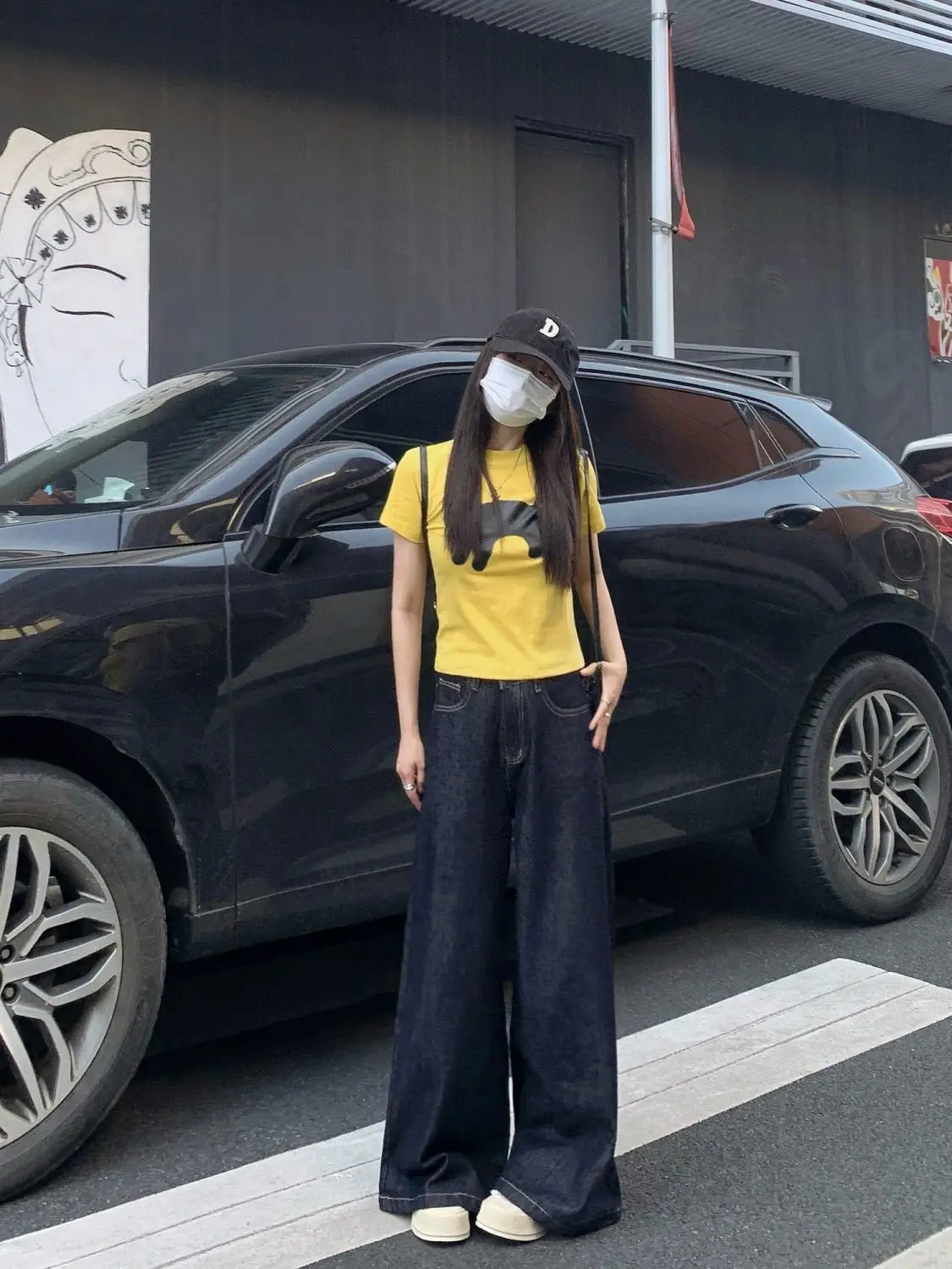 Dark Blue Wide Leg Pants with Hip Cover for Women — feature 6