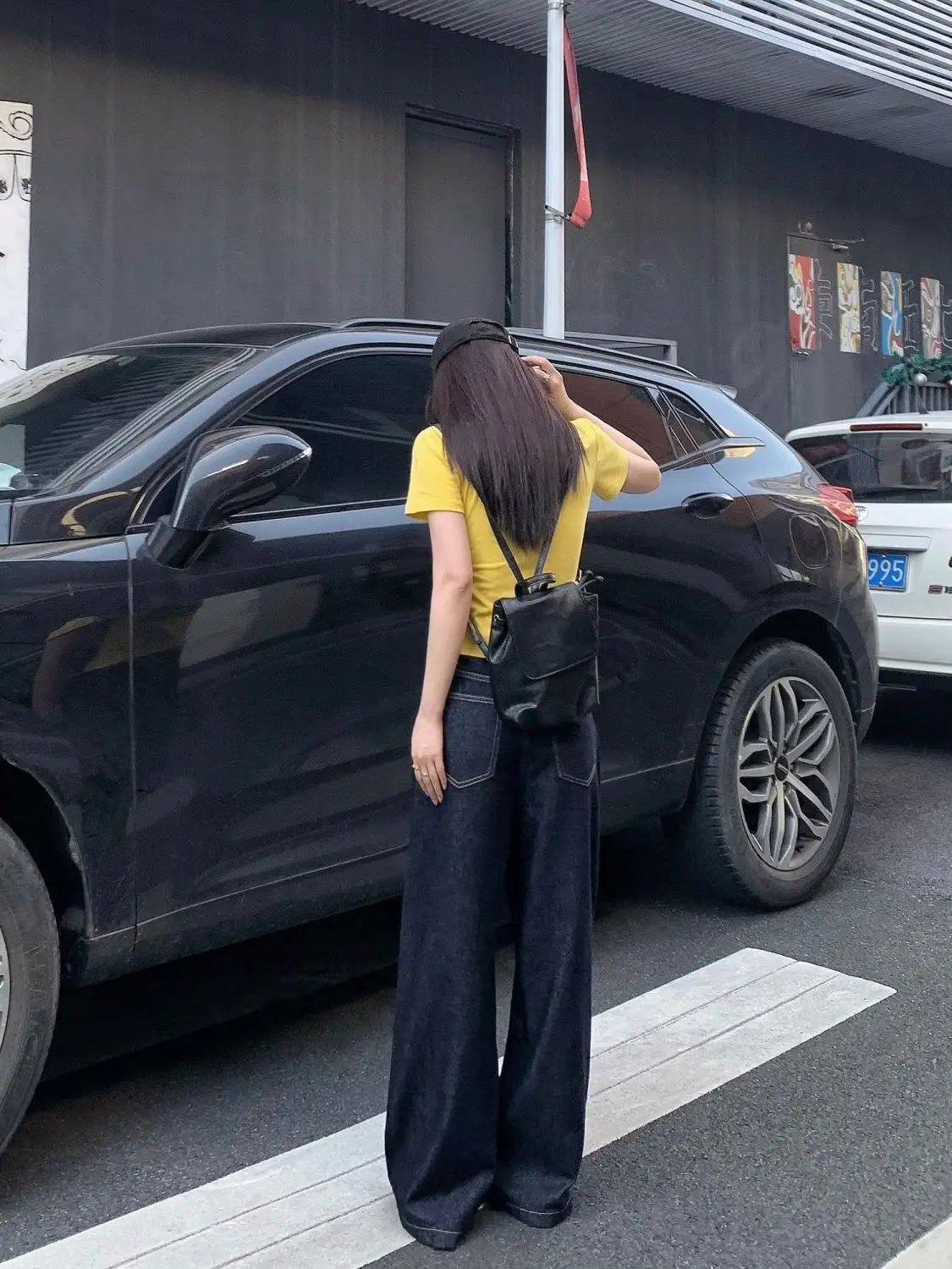 Dark Blue Wide Leg Pants with Hip Cover for Women — feature 7