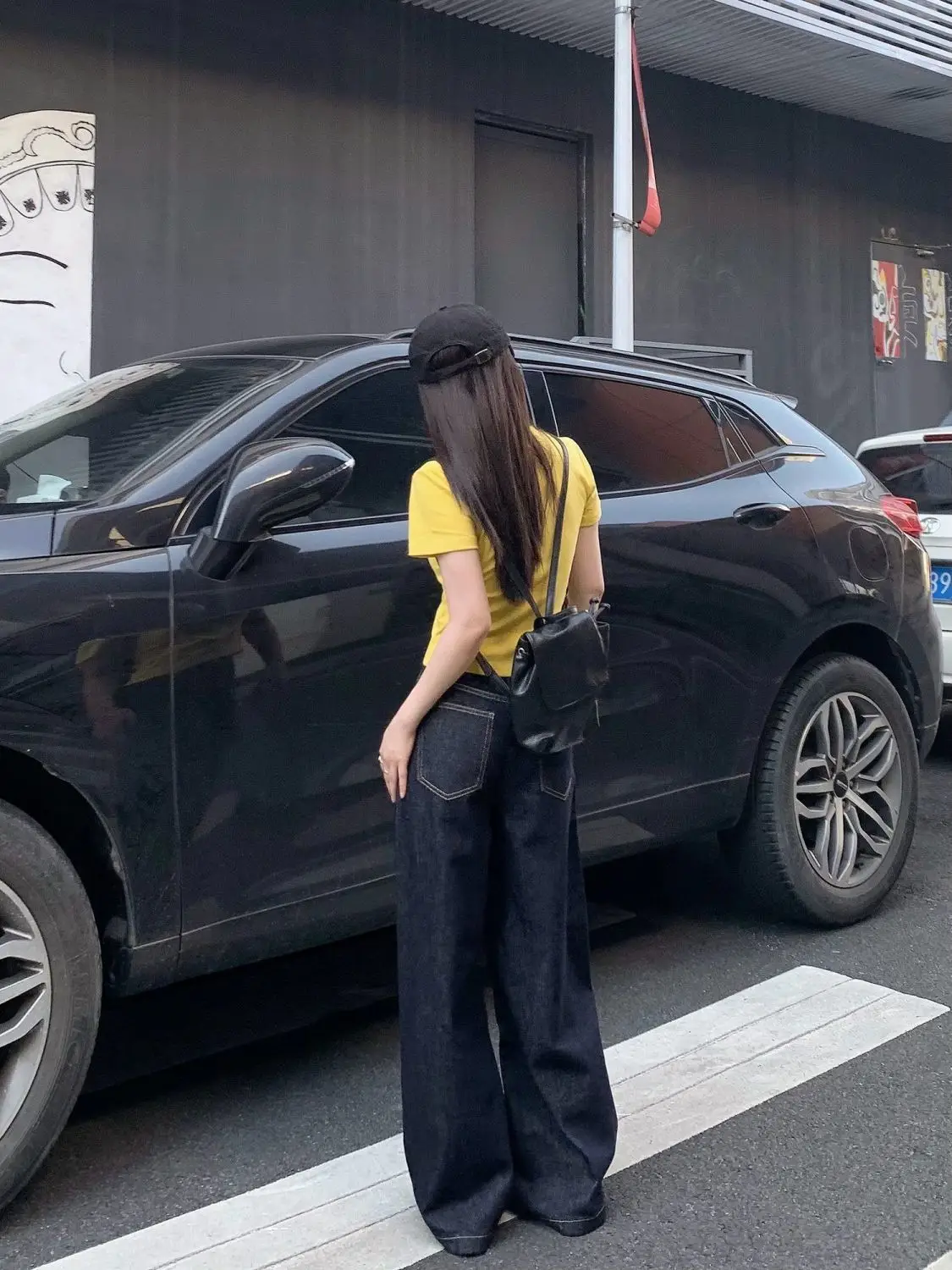 Dark Blue Wide Leg Pants with Hip Cover for Women — feature 8