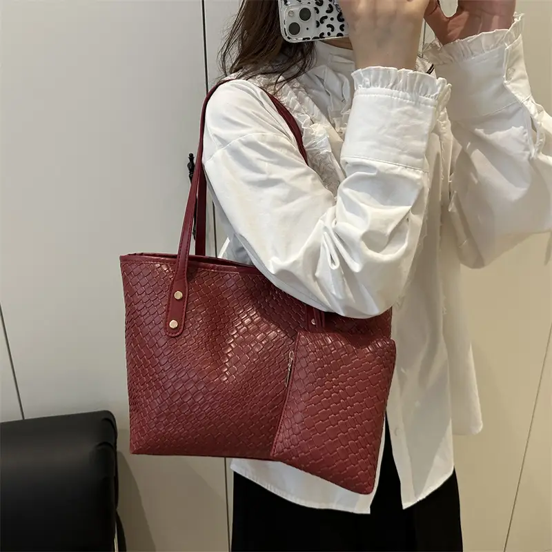 White Woven Large Tote Bag for Women - Image 8