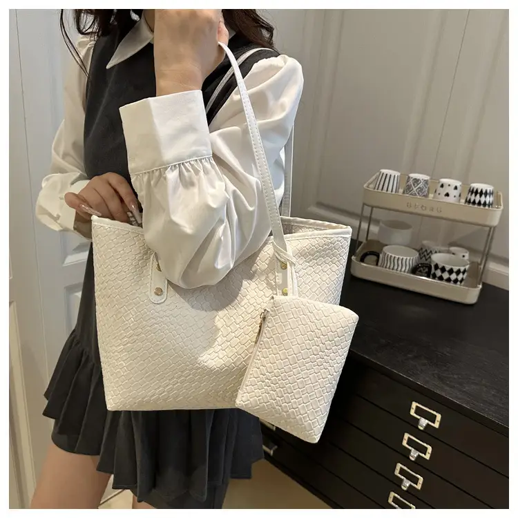 White Woven Large Tote Bag for Women — feature 9