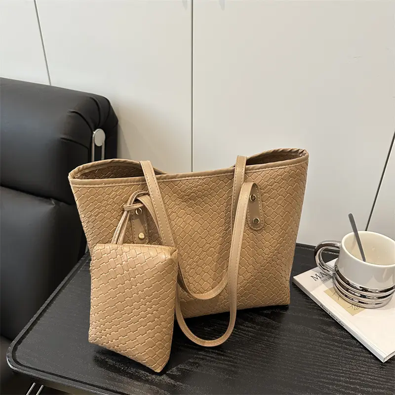 White Woven Large Tote Bag for Women - Image 2