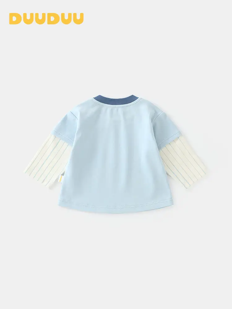 Baby Base Layer Shirt Light Blue Cotton Toddler Long Sleeve