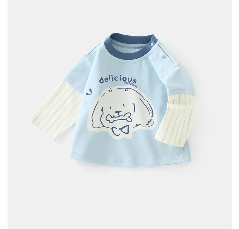 Baby Base Layer Shirt Light Blue Cotton Toddler Long Sleeve — feature 10
