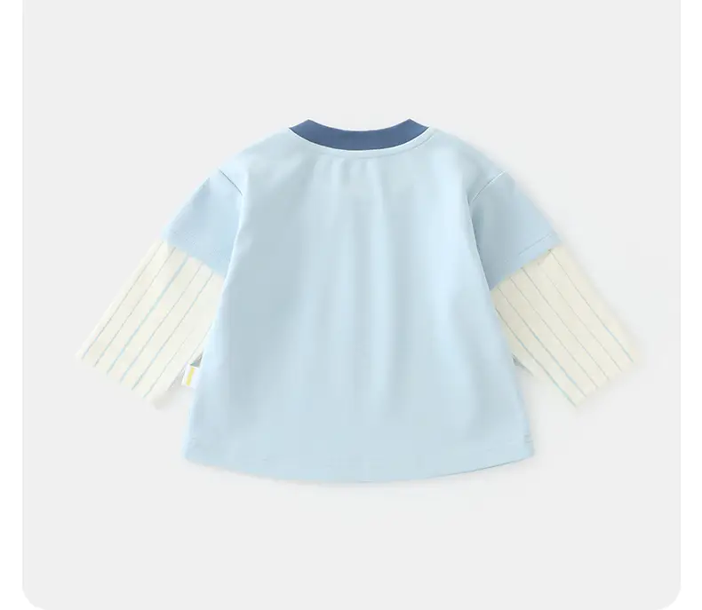 Baby Base Layer Shirt Light Blue Cotton Toddler Long Sleeve — feature 11