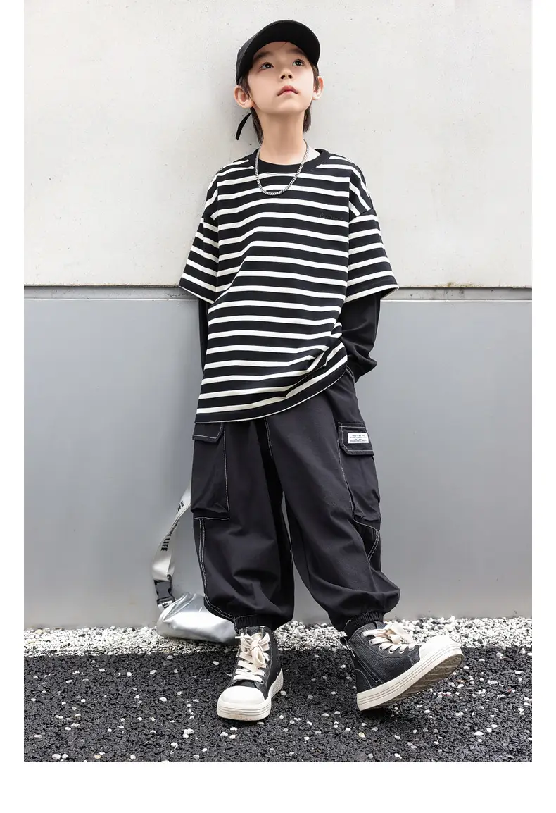 Boys Striped T-Shirt 2025 Autumn New Style — feature 31
