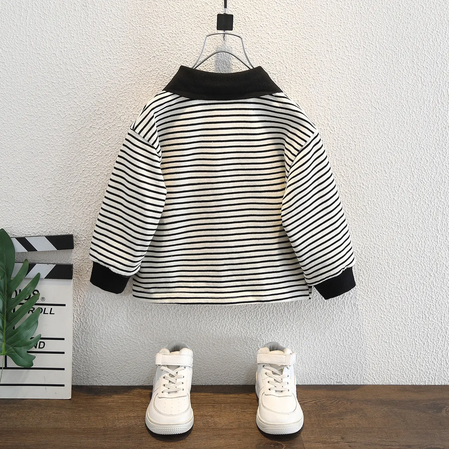 Boys Striped Polo Shirt Long Sleeve Embroidered Autumn Wear - Image 2